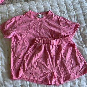 Lola + The Boys Pink Star Patterned T-Shirt and Shorts Set